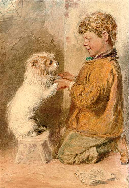 A study of a boy with a dog (Эскиз мальчика с собакой)