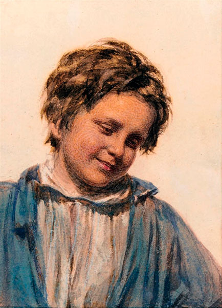 Study of a boy, wearing a white shirt and blue jacket (Эскиз мальчика в белой рубашке и синем жакете)