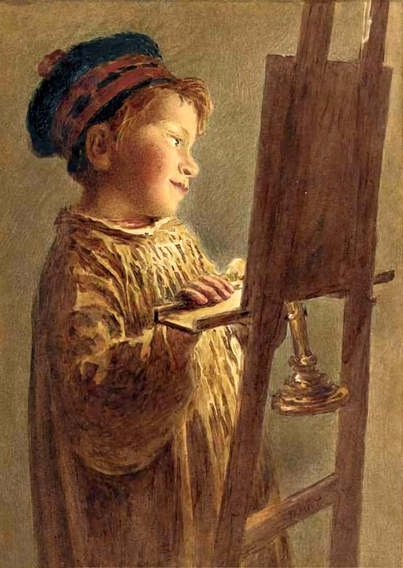 A young boy viewing a picture by candlelight (Мальчик, при свечах рассматривающий картину)