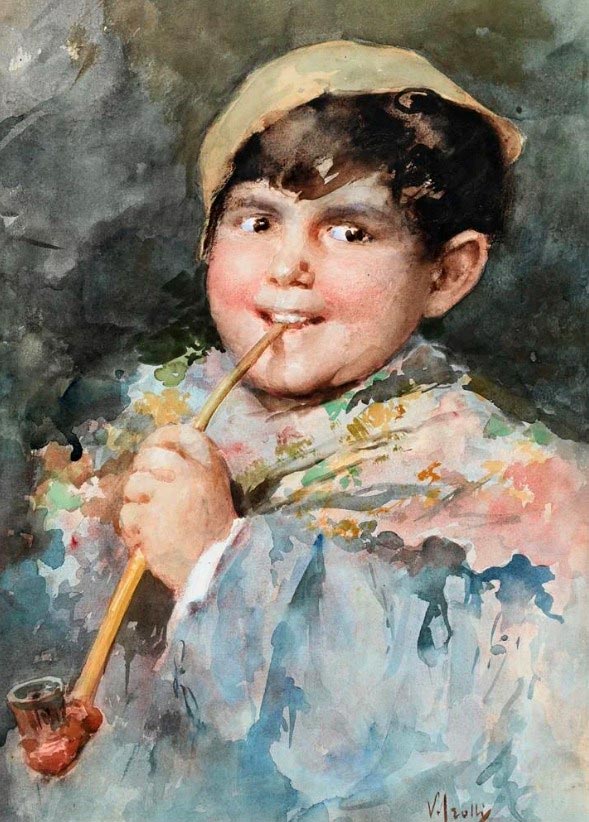 Young pipe smoker (Юный курильщик трубки)