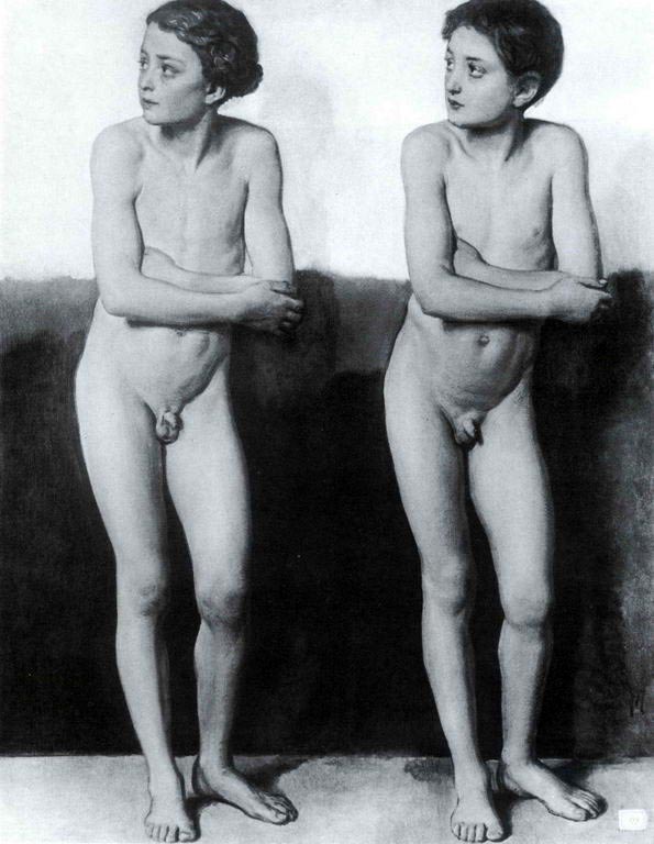 Двe фигypы oбнaжeнныx мaльчикoв для гpyппы дpoжaщиx (Two figures of naked boys), 1840e