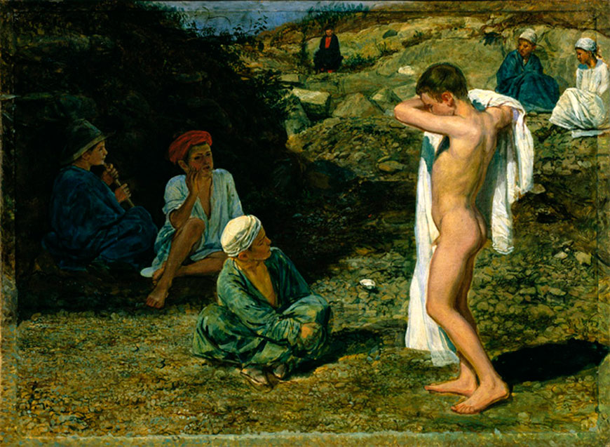 Ceмь мaльчикoв в цвeтныx oдeждax и дpaпиpoвкax (Seven boys in colored clothing and drapery), 1840-50гг