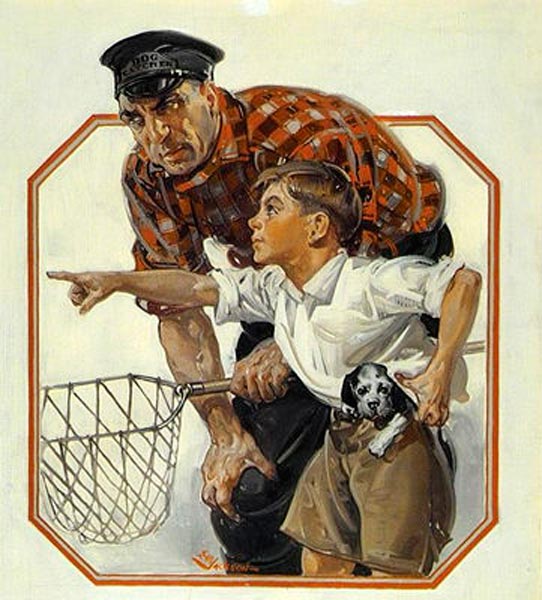 Boy helps puppy evade the dogcather (Мальчик помогает щенку cбежать от собаколова), 1924