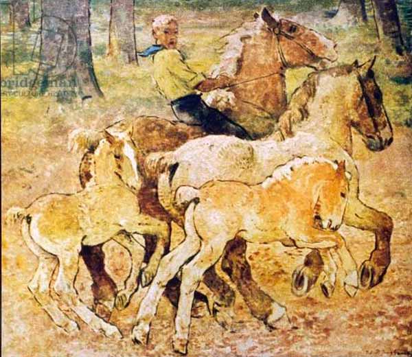 Boy with horses (Мальчик с лошадьми)