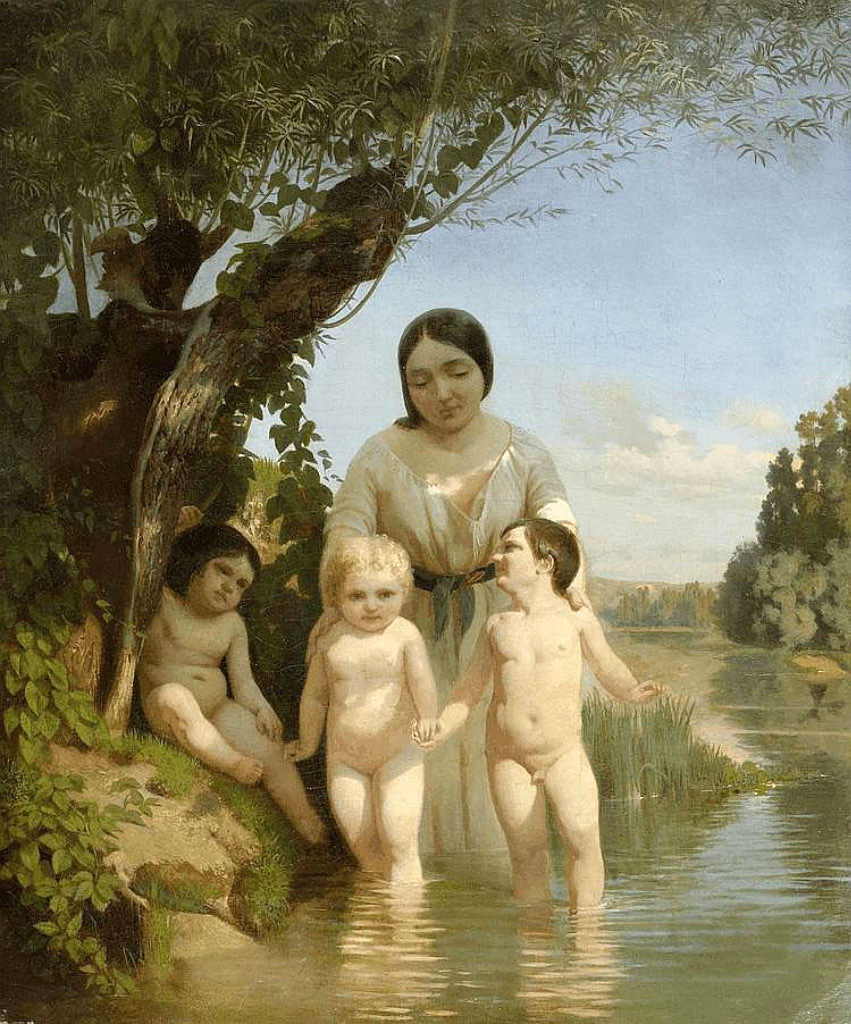 Mutter mit drei Kindern am Fluss (Мать с тремя детьми на реке)