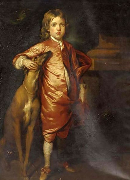 Portrait of a boy, full-length, in Van Dyck costume, with a greyhound, in a landscape (Портрет мальчика, в полный рост, в костюме Ван Дейка, с собакой, на фоне пейзажа)