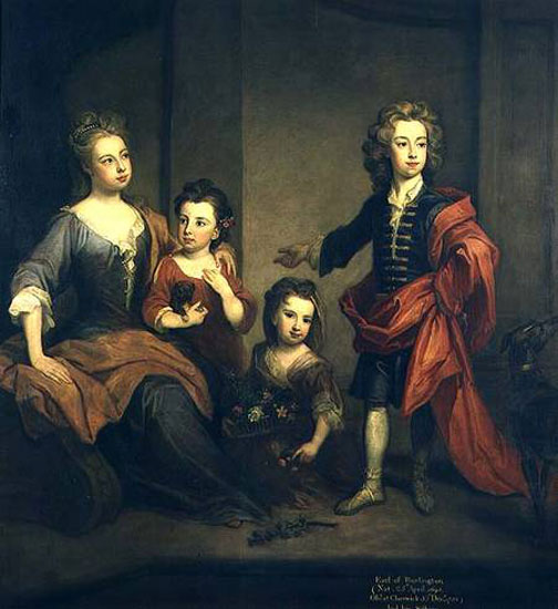 Portrait of Richard Boyle 3rd Earl of Burlington with his three sisters Elizabeth Juliana and Jane Boyle ( Портрет Ричарда Бойла, 3-го графа Берлингтона и трёх его сестёр: Элизабет, Джулианы и Джейн Бойл)