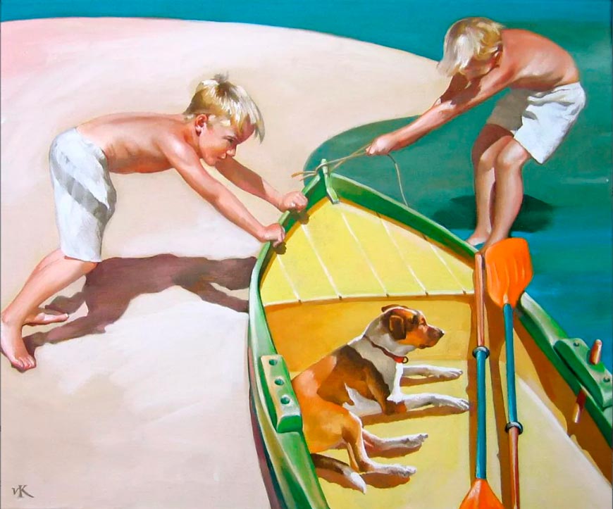 Два мальчика, собака и лодка (Two Boys With a Dog, and a Boat)