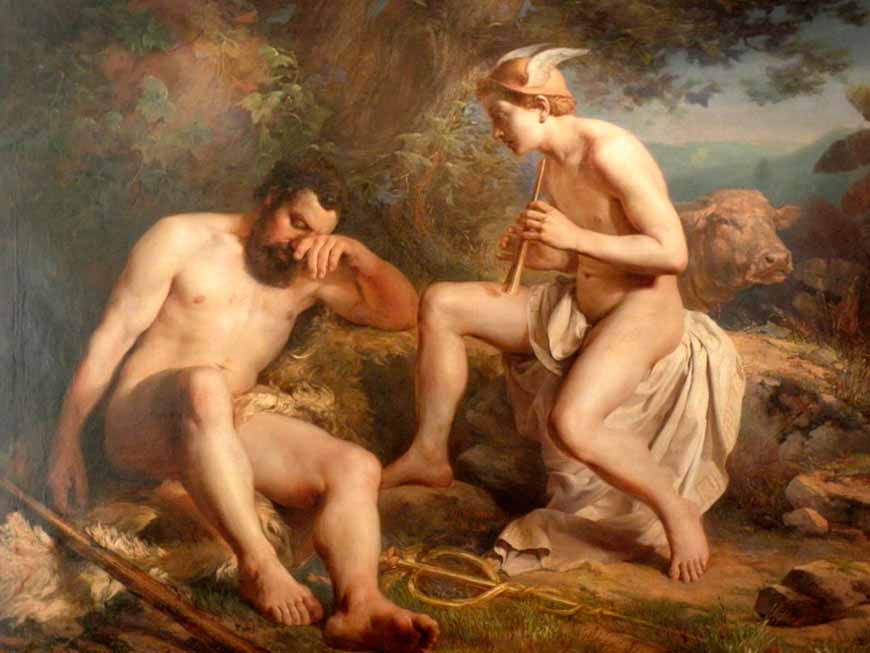 Меркурий усыпляет Аргуса, чтобы похитить нимфу Ио (Hermes is putting Argus's eyes asleep to free Io), 1864