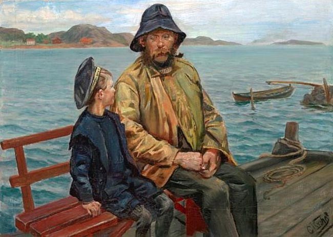 Fisker og gutt på bryggen (Рыбак и мальчик на пирсе), 1897