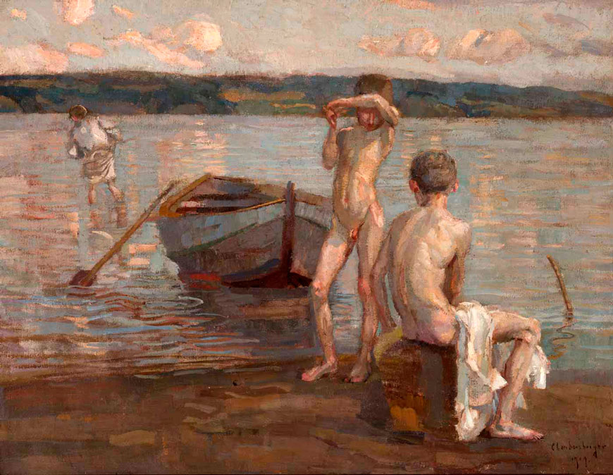 Badende Knaben am Seeufer (Купающиеся мальчики на берегу озера), 1909