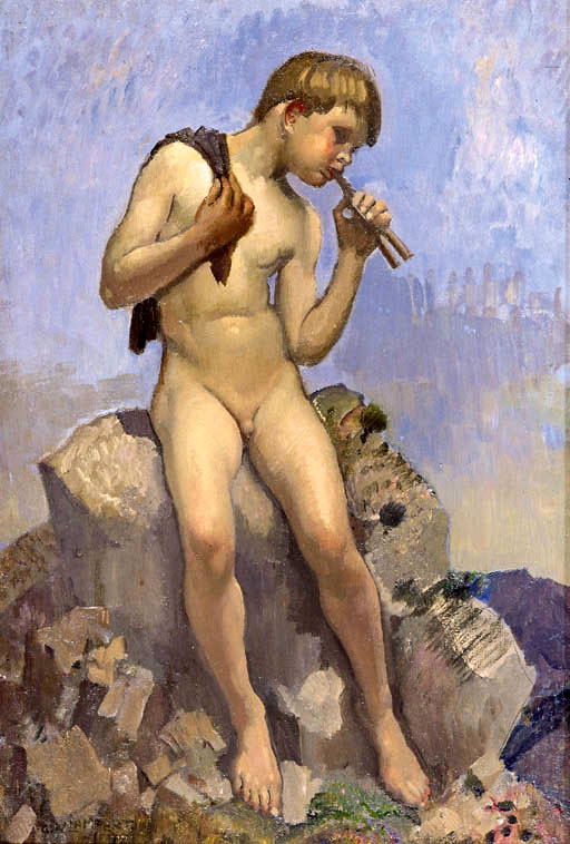 Boy with pipes / The young shepherd (Мальчик с трубочкой / Юный пастух), c.1913