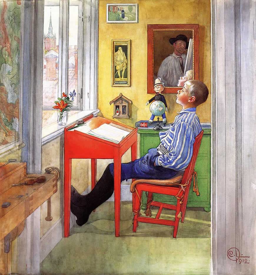 Esbjorn Doing His Homework (Эсбьёрн за уроками), 1912