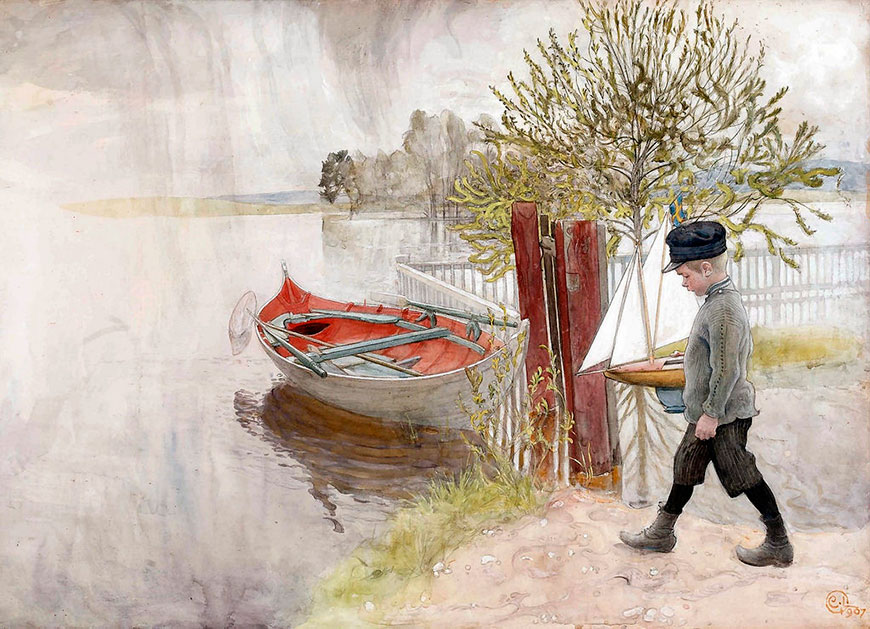 Esbjörn med sin segelbåt (Эсбъёрн со своим парусником), 1907