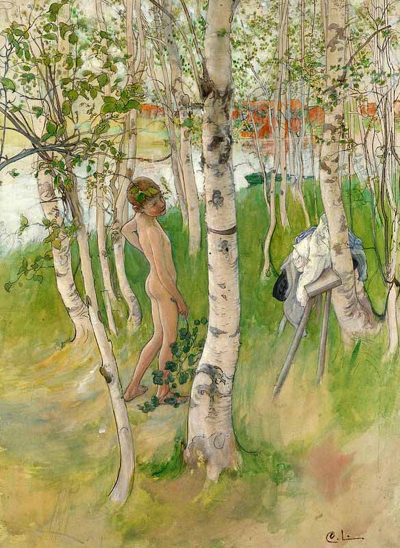 Nude Boy among Birches (Голый мальчик среди берез)