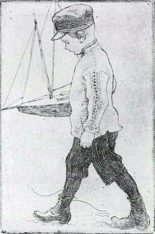 Esbjörn med sin segelbåt (Эсбъёрн со своим парусником), 1907