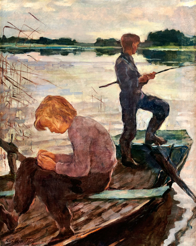 Two children fishing (Два ребёнка на рыбалке)