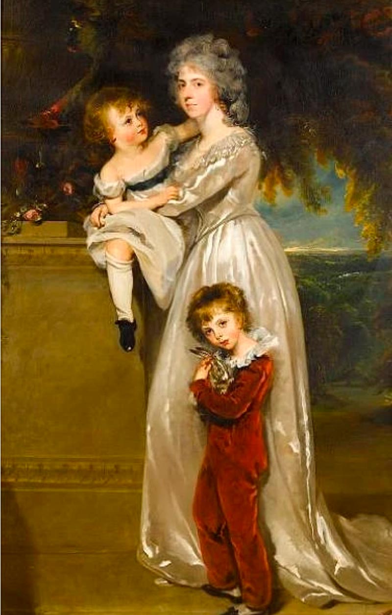 Portrait of Mrs. Annesley standing full length, in a white dress with her two children (Портрет миссис Эннсли в полный рост, в белом платье, с двумя своими детьми)