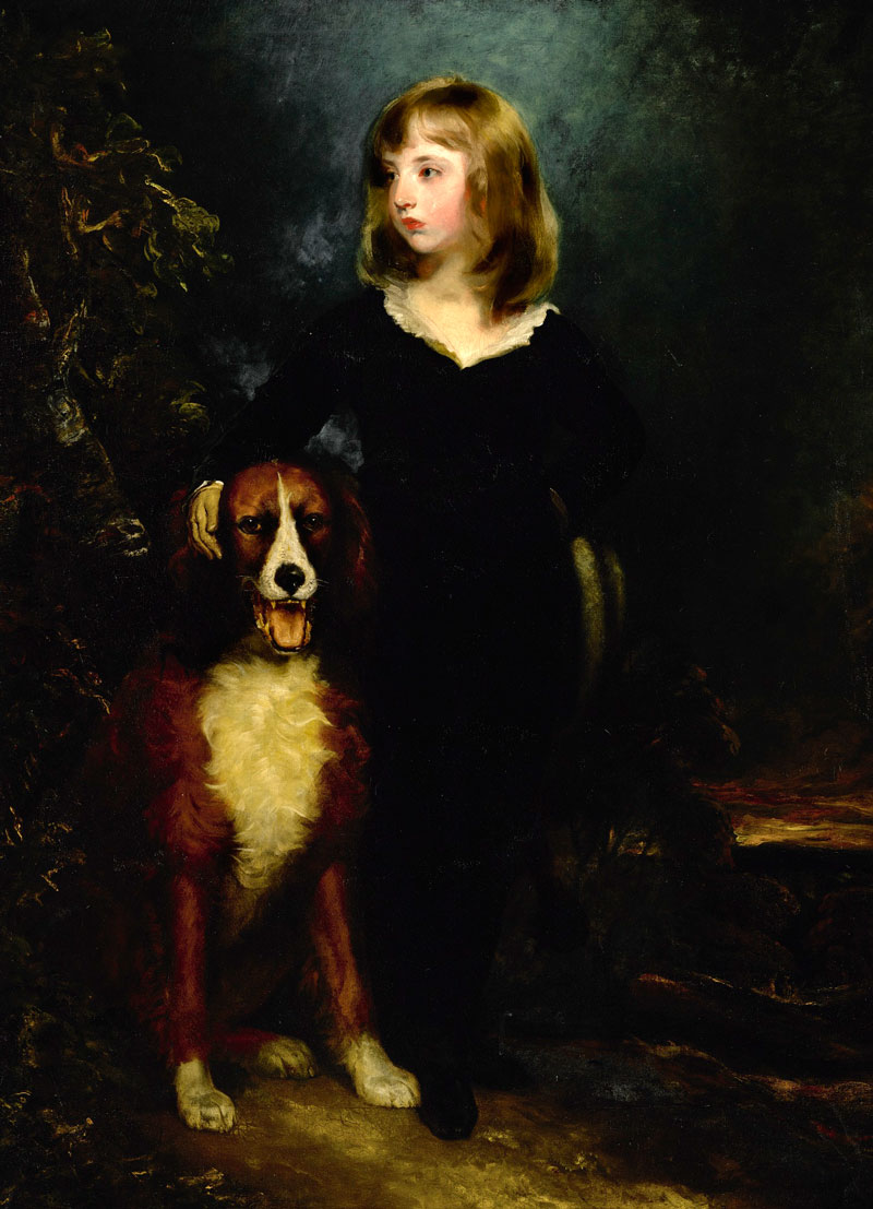 Portrait of a boy, full-length, standing in a landscape with his dog, said to be Master Arbuthnot (Портрет мальчика, в полный рост, стоящего в пейзаже с собакой, назвавшегося мастераом Арбутнотом)