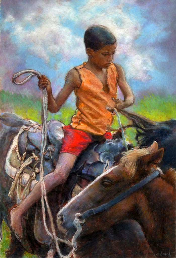 Cuban boy on horseback (Кубинский мальчик верхом на лошади)