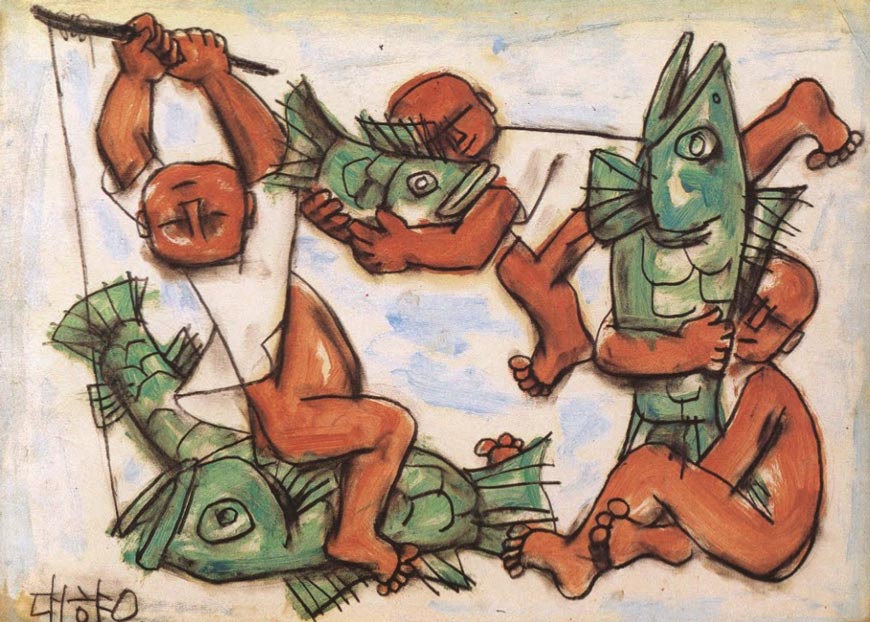 Boys Playing with Fish / Three Children with Fish (Мальчики, играющие с рыбой / Три ребёнка с рыбой), 1950s