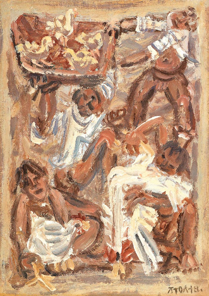 닭과 가족 (Family with Chickens / Семья с цыплятами), 1954-1955