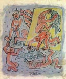 Мальчики, играющие с рыбой