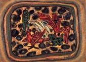 Писающий мальчик, птицы и лягушка