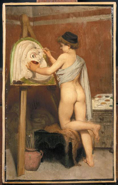 Jeune peintre peignant un masque grec (Юный художник, создающий греческую маску), 1865