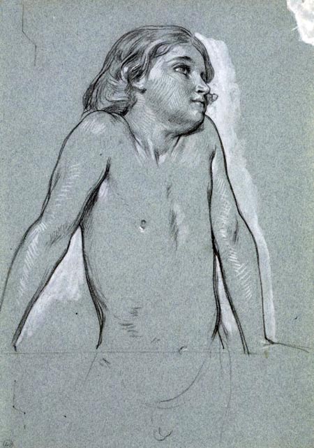 Half-length drawing of a boy (Эскиз туловища мальчика), c.1850