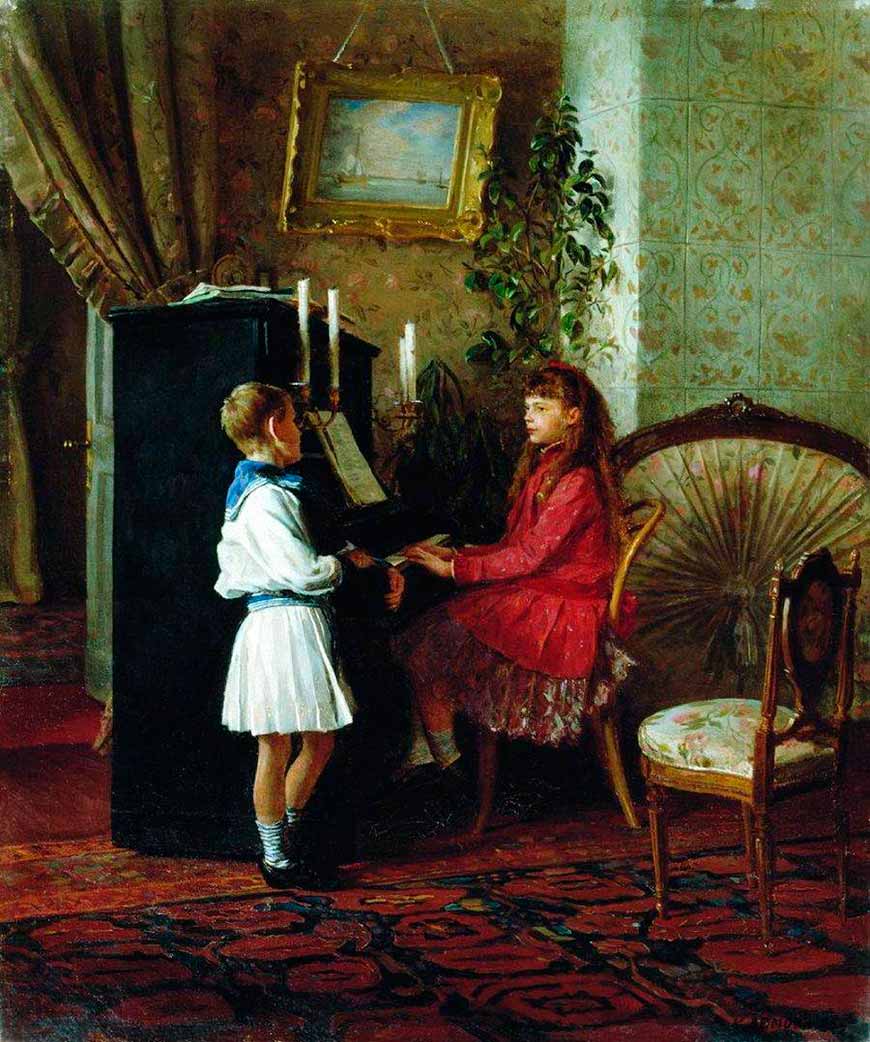 Дeти зa пиaнинo (Children at the piano), 1886 