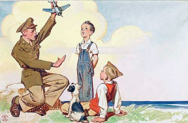 Aviator with Two Boys (Лётчик и два мальчика)