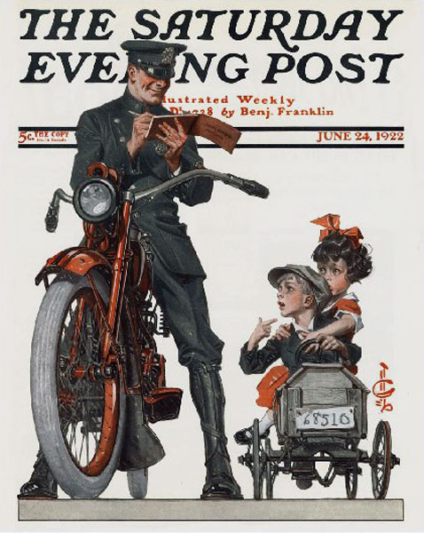 Motorcycle Cop and Kids (Полицейский на мотоцикле и дети), 1922