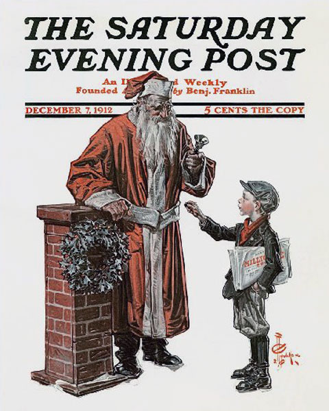 Newsboy and Santa (Продавец газет и Санта), 1912