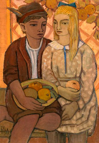 Zwei Kinder mit Früchten (Двое детей с фруктами), 1939