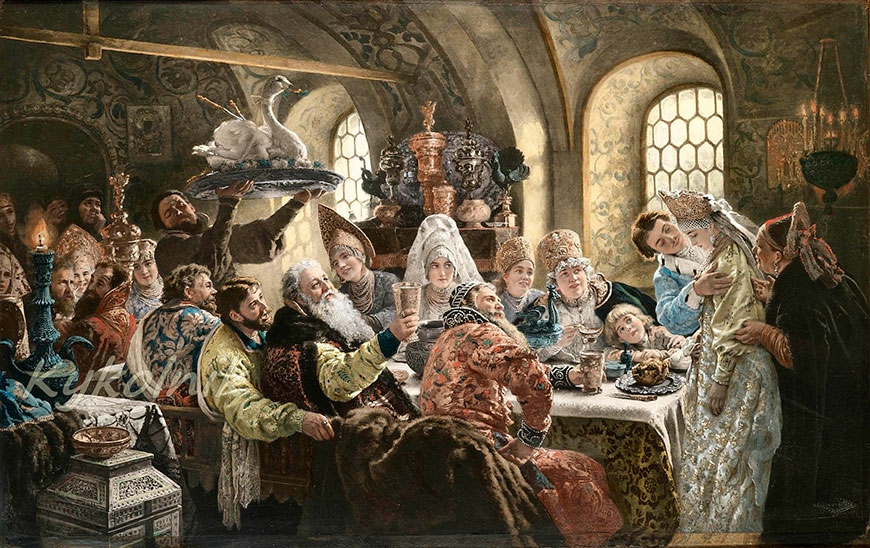 Боярский свадебный пир в XVII веке (Boyarsky wedding feast in the XVII century), 1883