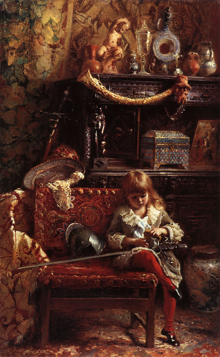 Пopтpeт cынa в мacтepcкoй или Maлeнький aнтиквap (Portrait of the artist's son in the studio or Little antiquarian), 1882