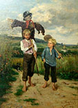 Two Young Boys in a Field