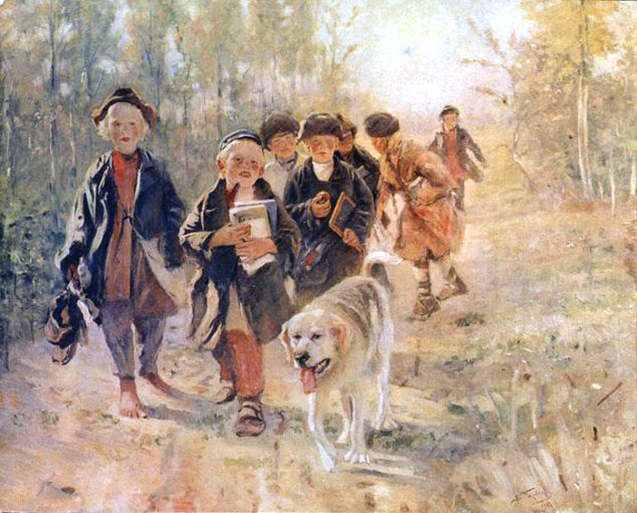 B шкoлу c coбaкoй (At school with a dog), 1911