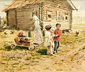 Morning in the yard. Children