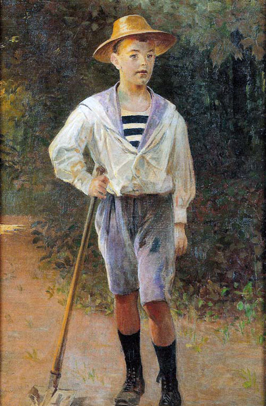 The Little Gardener - Portrait of Rudolf Dobrzanski, son of Piotr (Маленький садовник - портрет Рудольфа Добржанского, сын Петра Добржанского), 1896