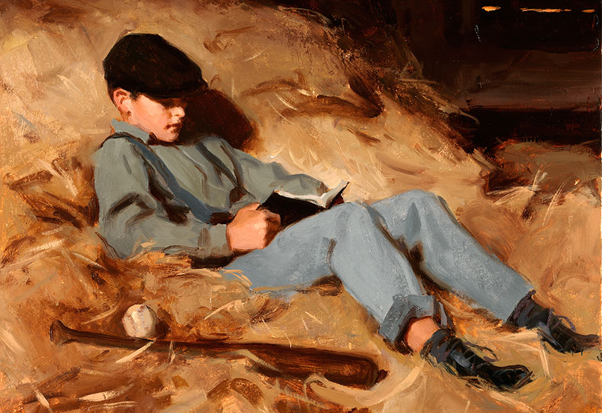 Joseph Fielding Smith as a young boy reading scriptures in a hayloft (Джозеф Филдинг Смит, мальчиком читающий Библию на сеновале), 2013