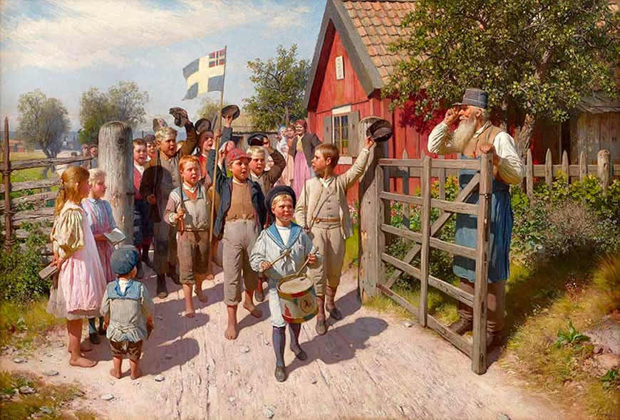 Det gamla och det unga Sverige - sommarmotiv från Rotebro (Старые и молодые шведы - летний мотив из Ротенбро), 1897