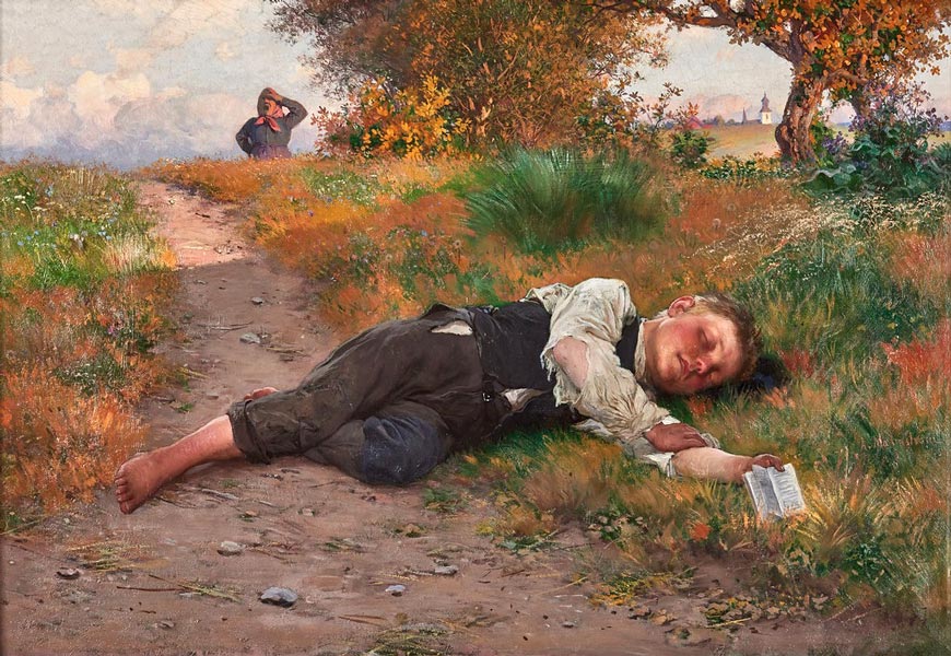 Summer landscape with sleeping boy (Летний пейзаж со спящим мальчиком), 1880