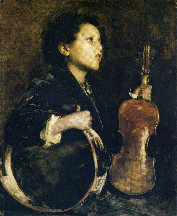 Ragazzo con violino e tamburo (Мальчик со скрипкой и тамбурином), c.1900