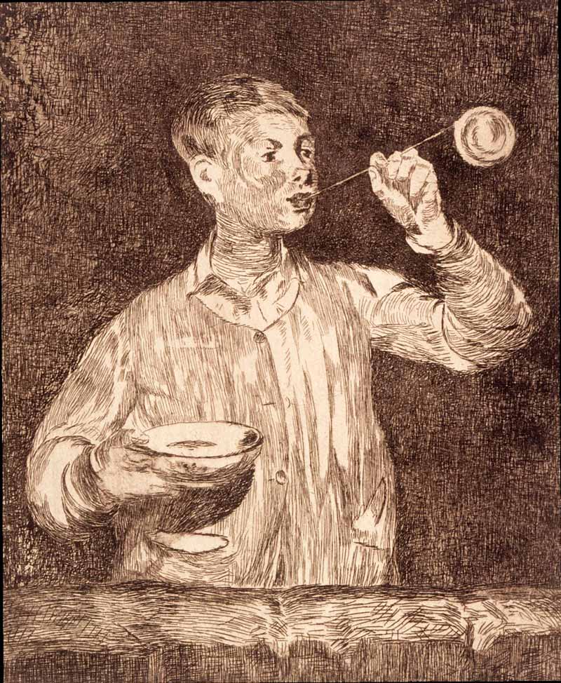 Boy blowing soap bubbles (Мальчик, выдувающий мыльные пузыри), 1868-1869