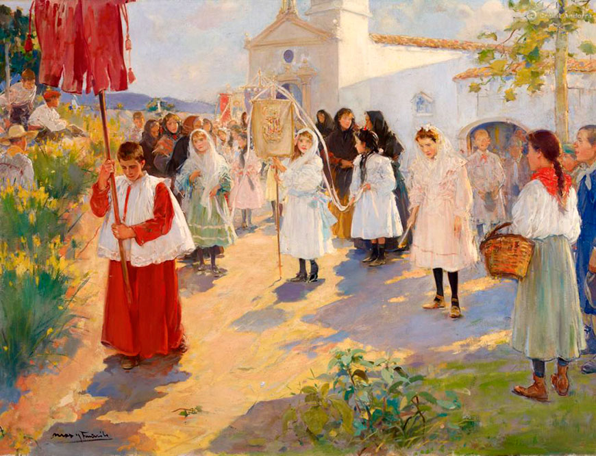 La processó de Corpus a Sitges (Процессия Тела и Крови Христовых в Сиджесе), 1887