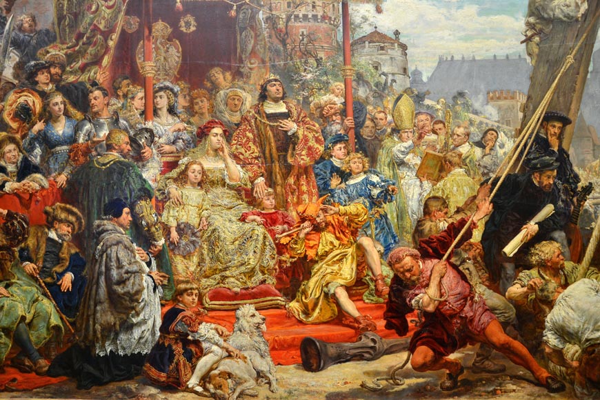Hanging of the Sigismund bell at the Cathedral Tower in 1521 in Kraków (Вешание колокола Сигизмунда на башне собора в Кракове в 1521 году), 1874