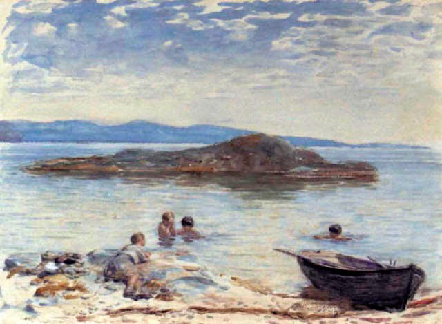 Children swimming in a loch (Дети, купающиеся в морском заливе), 1877