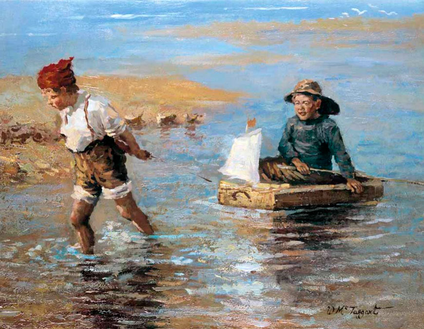 Two boys playing at the beach (Два мальчика, играющие на взморье)